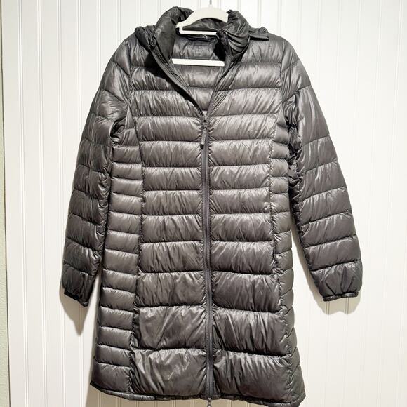 Uniqlo Jackets & Blazers - Uniqlo Gray Premium Down Ultra Light Long Coat Size Large